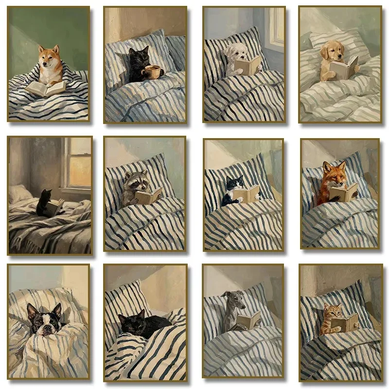 Pet Beds - 5D DIY Niedliches Haustier-Lese-Diamantgemälde, Katzen und